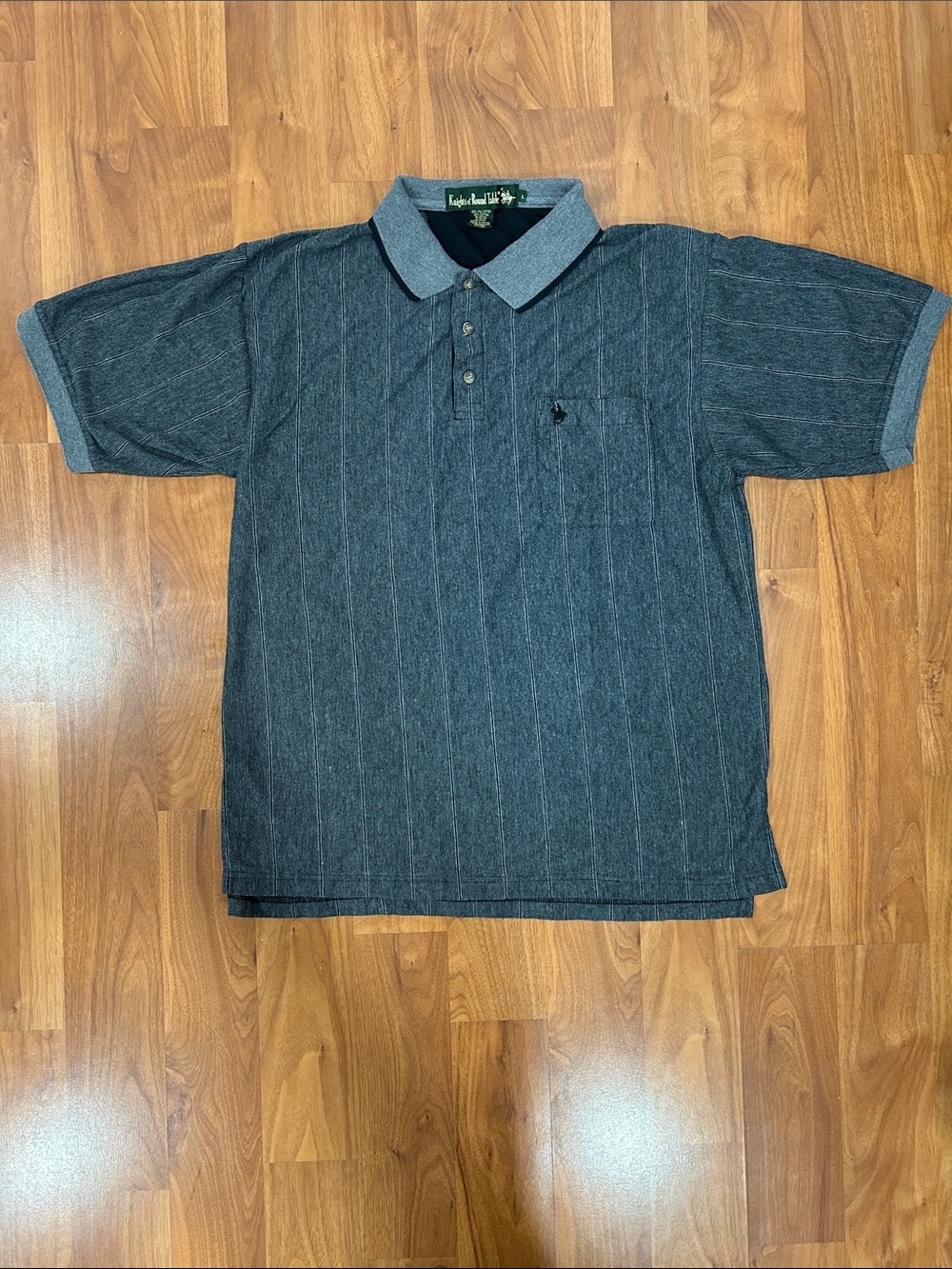 VTG Knights of the Round Table Grey Pinstripe Polo Shirt Size L 90s
